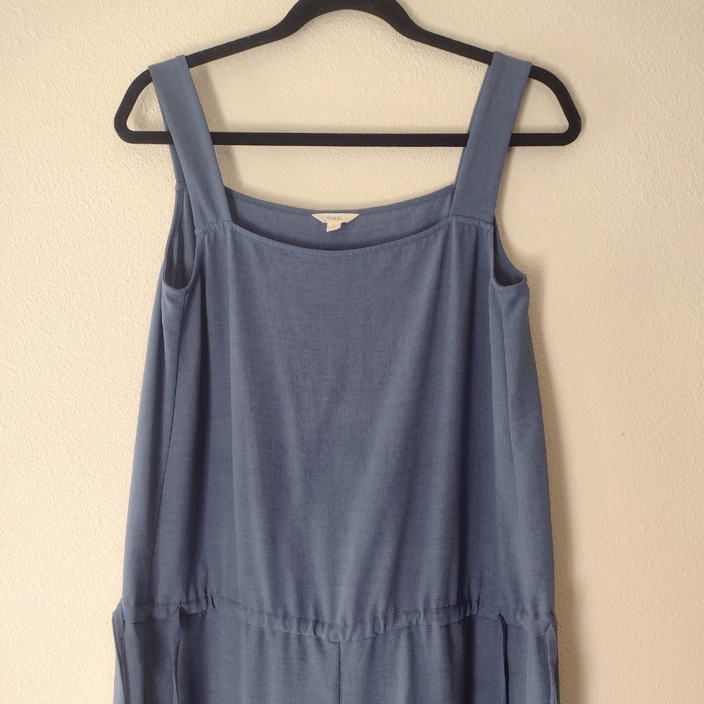 NAP Loungewear Drawstring Relaxed Fit Square Neck Wide Leg Jumpsuit Blue Size M - Picture 8 of 16